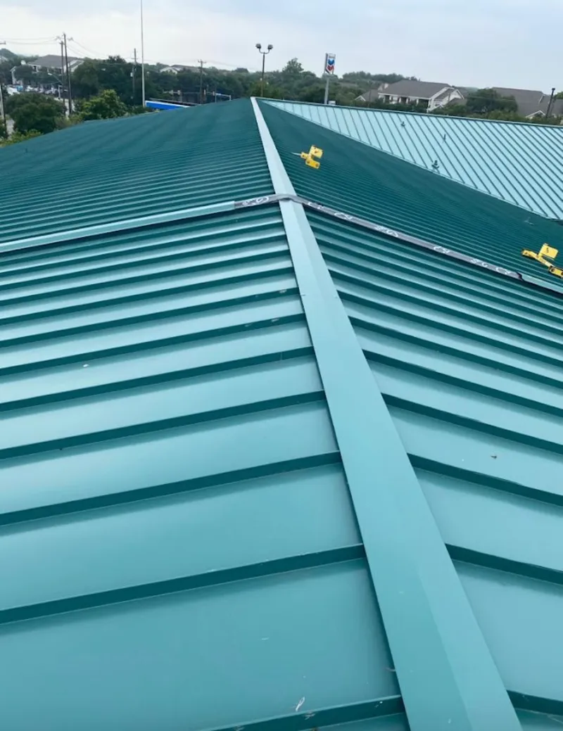 Green commercial metal roof ridge and valley for Metal Roof Repair in Celina